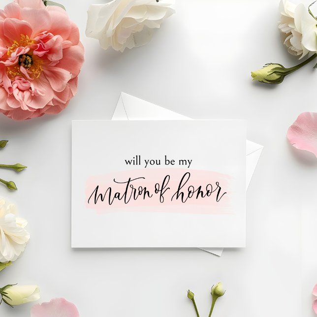 Rubor será mi tarjeta de propuesta de Matrón de Ho (Matron of Honor Proposal Card | Watercolor & Calligraphy design | Sweet/Chic Way to Pop the question)