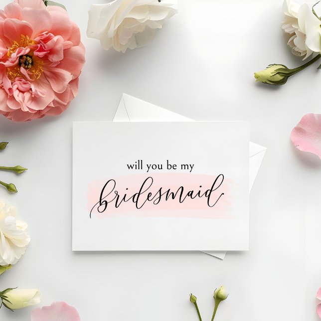 Rubor será mi tarjeta de propuesta para la dama de (Bridesmaid Proposal Card | Watercolor & Calligraphy Design | Sweet & Chic way to pop the question!)