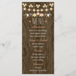 Rubor String of Lights Rustic Fall Wedding Menu