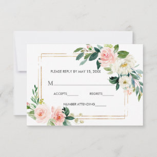 Rubor White Bloom Gold Frame Floral Wedding RSVP