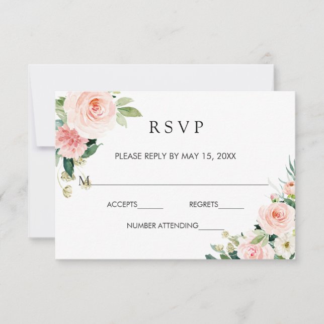 Rubor White Bloom Gold Frame Floral Wedding RSVP (Anverso)