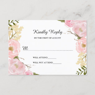 Rubor White Botanical Floral Wedding RSVP
