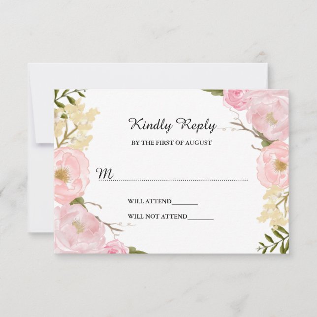 Rubor White Botanical Floral Wedding RSVP (Anverso)