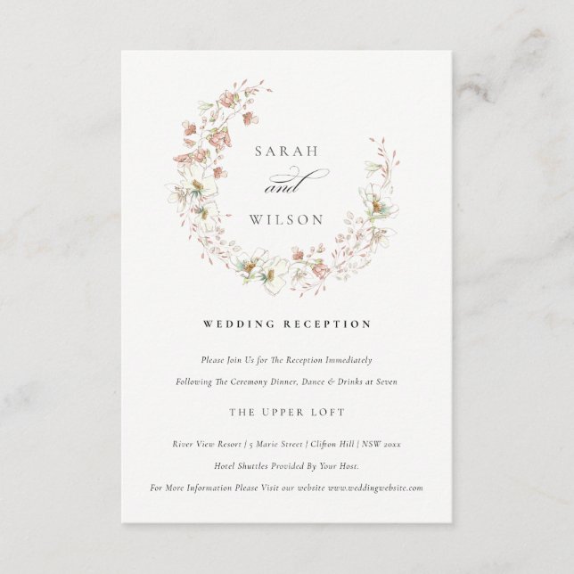 Rubor White Meadow Floral Wreath Wedding Recepción (Anverso)