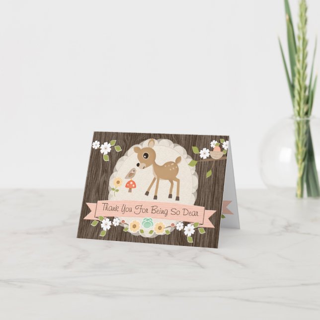 RUBOR WOODLAND DEER BABY SHOWER GRACIAS TARJETA (Anverso)