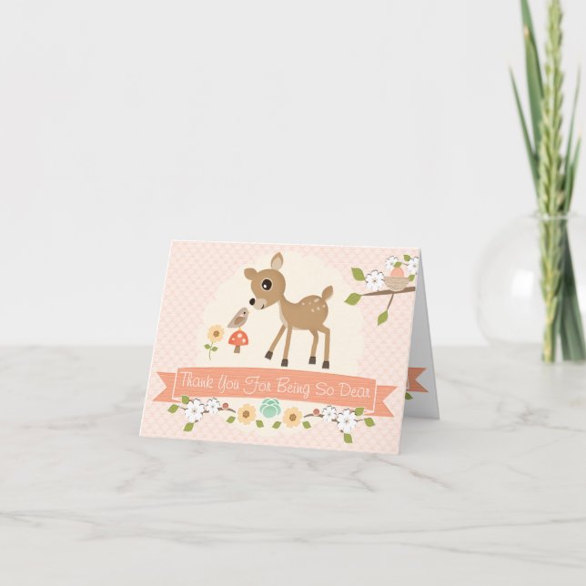 RUBOR WOODLAND DEER BABY SHOWER GRACIAS TARJETA (Anverso)