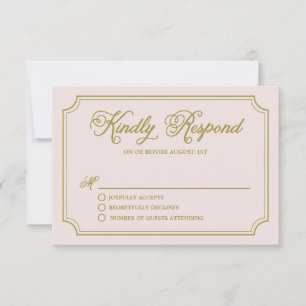 Rubor y Gold Whimsical Script Wedding RSVP II