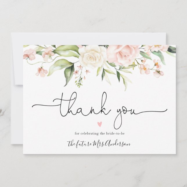 Rubor y Greenery Bridal Shower Gracias (Anverso)