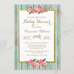 Rubor y menta - invitación floral de Baby Shower