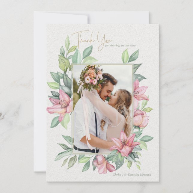 Rubrum Lilies Foto Tarjeta de agradecimiento (Anverso)