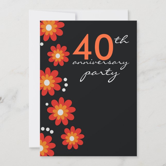 Ruby 40th Boda Aniversario invitaciones de la fies (Anverso)