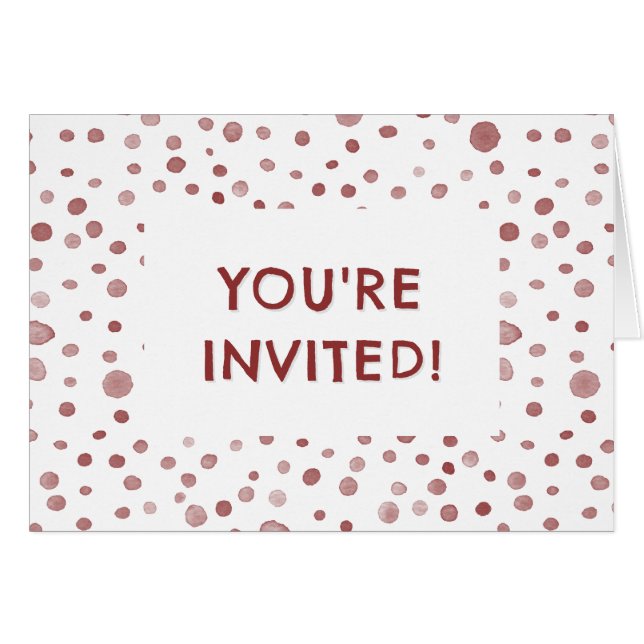 Ruby Confetti Watercolor Dots Birthday Invite (Anverso (Horizontal))