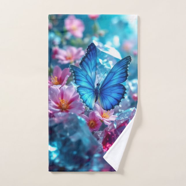 Ruby Crystals Garden Butterfly (Toalla de mano)