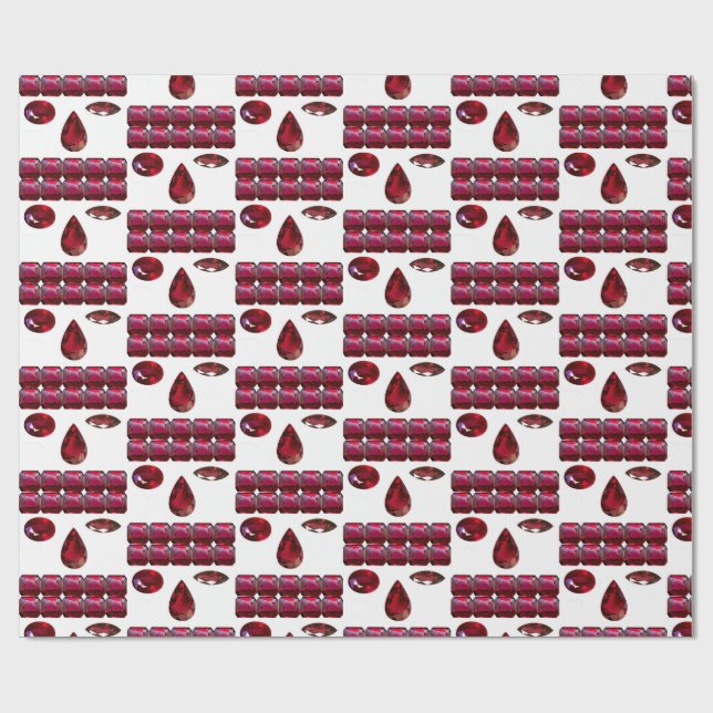 Ruby Gemstone Face Pattern Papel de envolvimiento  (Superficie plana)