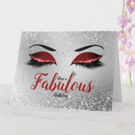 Ruby Red Fabulous Purpurina Ojos Tarjeta de cumple