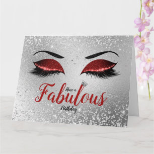 Ruby Red Fabulous Purpurina Ojos Tarjeta de cumple
