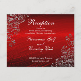 Ruby Red Gray Swirls Invitación a la recepción de 