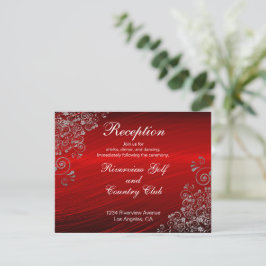 Ruby Red Gray Swirls Invitación a la recepción de