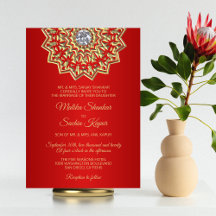 Ruby RED Mandala Invitaciones a la boda india de o