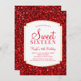 Ruby Red Purpurina Sweet 16 invitaciones