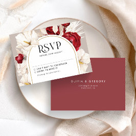 Ruby rojo y blanco floral boda RSVP