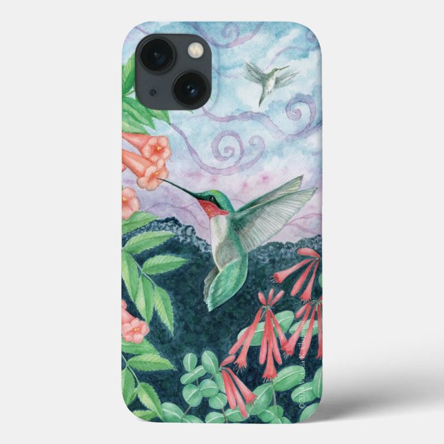 Ruby Throated Hummingbird Orig Funda de arte para  (Reverso)