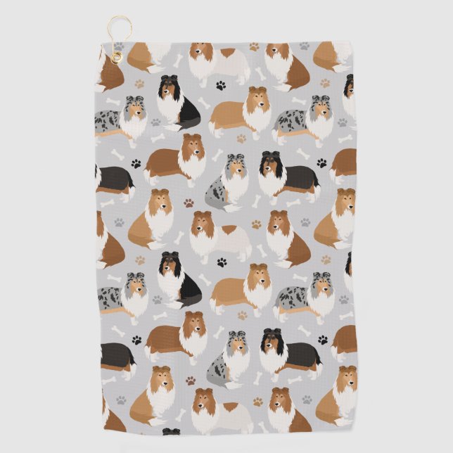 Ruda Collie Paws y Bones Toalla de Golf (Anverso)