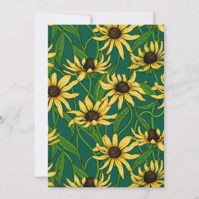 Rudbekia amarilla en verde oscuro (Anverso)