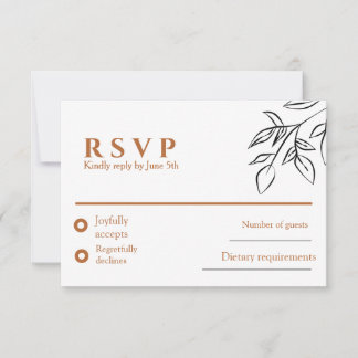 Ruddy Brown Old Money Wedding RSVP Card