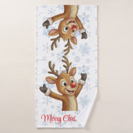 Rudolph con copos de nieve azules 