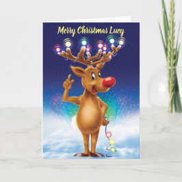 Rudolph con tarjeta de Navidades personalizados de