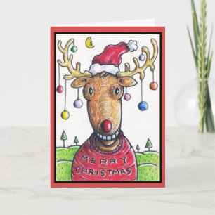 Rudolph el árbol de navidad sospechado rojo