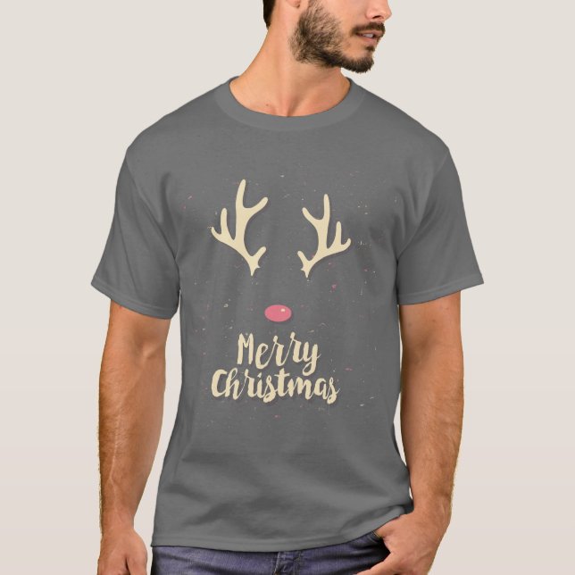 Rudolph la camiseta de los hombres renos de nariz  (Anverso)