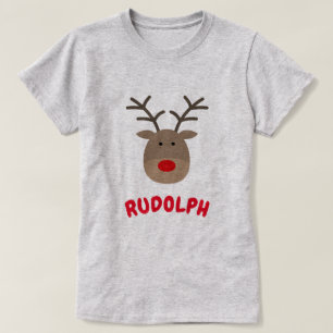 Rudolph las camisetas rojas del navidad del reno