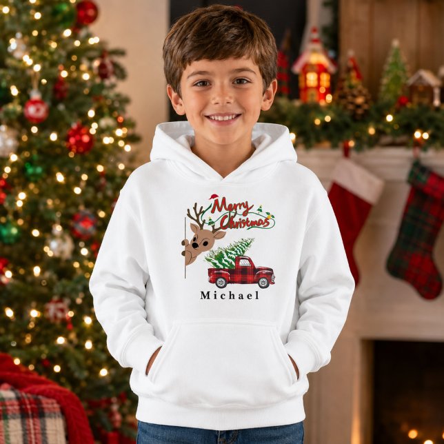Rudolph Personalizado Feliz Navidad Sudadera con C (Subido por el creador)