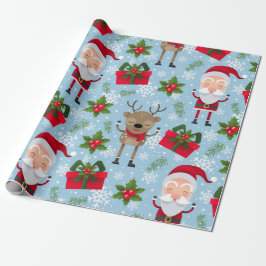 Rudolph Santa Snowflakes Navidades envuelto papel