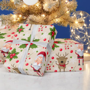 Rudolph Santa Snowman Navidades envolviendo papel