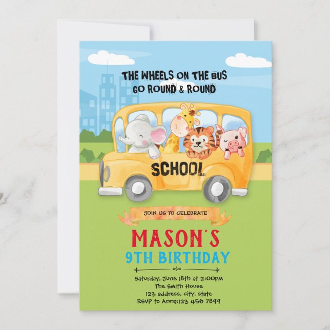 Rueda de los animales en la invitación al autobús (Anverso)