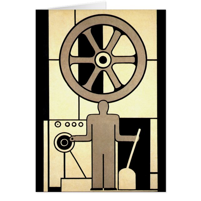 Rueda de negocios y trabajador de máquina de estil (Frente)