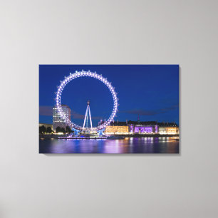 Rueda De Ojo De Londres De Noche Con Arte De Lienz