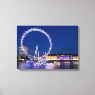 Rueda De Ojo De Londres De Noche Con Arte De Lienz