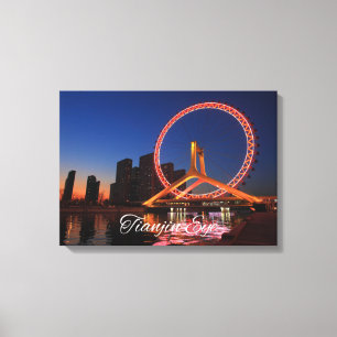 Rueda De Ojo Tianjin De Noche Con Arte De Lienzo E