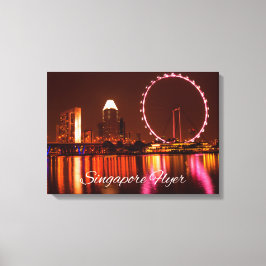 Rueda De Volante De Singapur De Noche Con Lienzo D