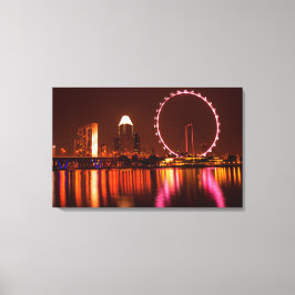 Rueda De Volante De Singapur De Noche Con Lienzo D