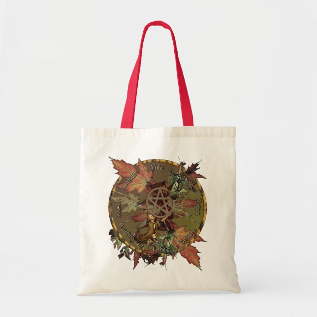 Rueda de Wiccan con la bolsa de asas de la lona (Frente)