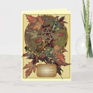Rueda de Wiccan con las tarjetas de los saludos o