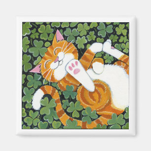 Rueda en el trébol - imán del arte del gato