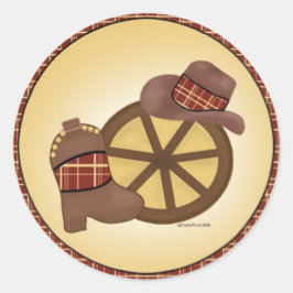 Rueda occidental con pegatina de gorra y botas