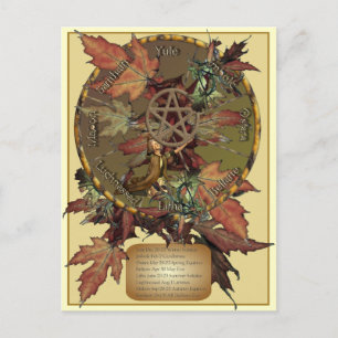 Rueda Wiccan Con Postal Pentacle