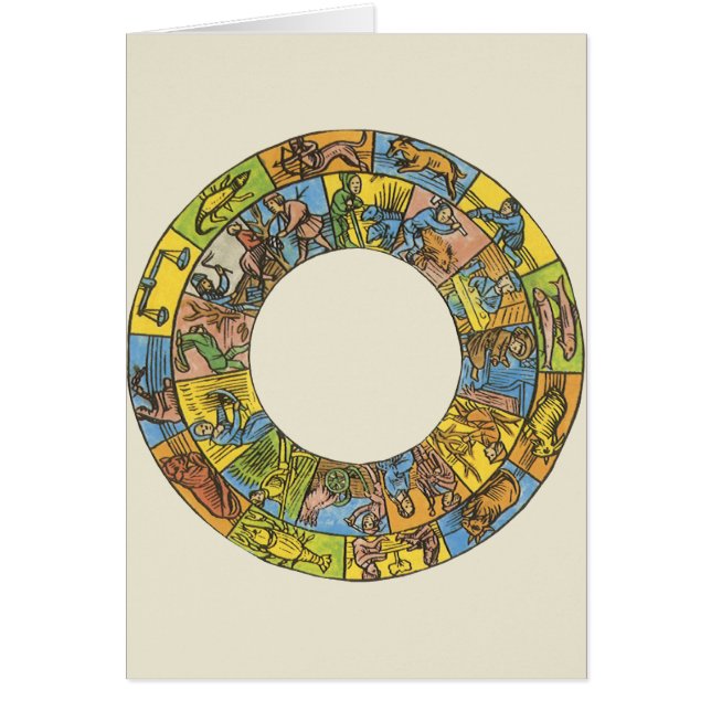 Rueda zodiacal astrológica celestial vintage (Frente)